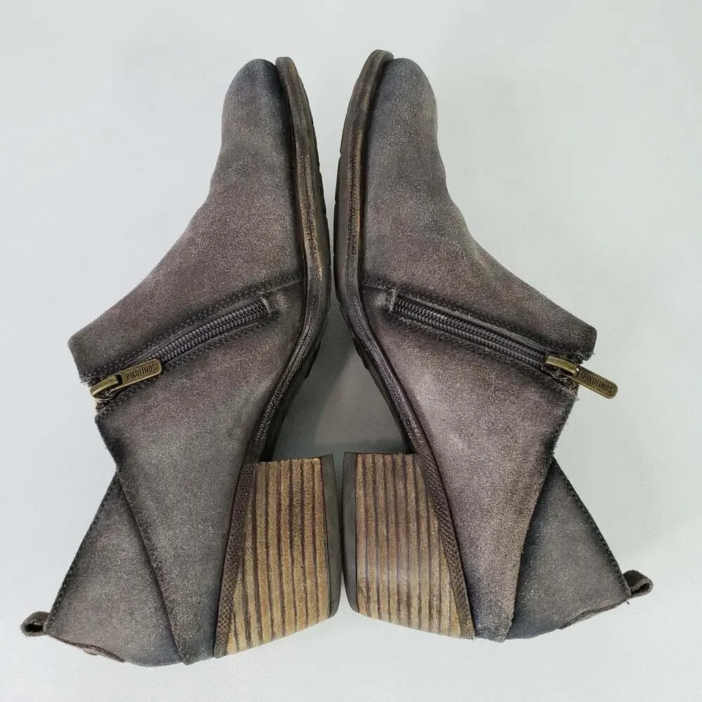 Pikolinos Baqueira Suede Ankle Boots Size EU 41 US 10 Gray Side Zip